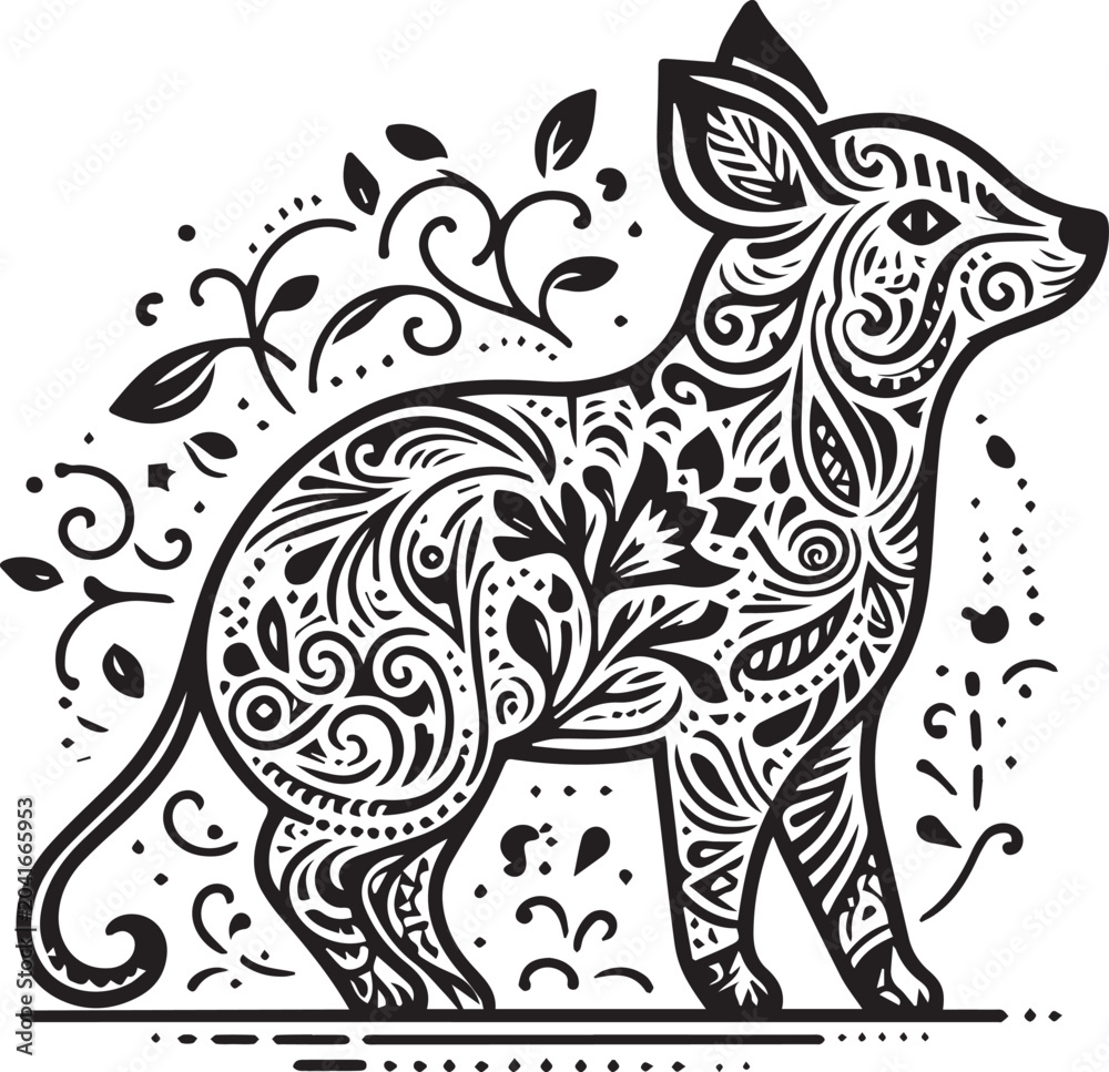 Obraz premium Creative Tattoo Design in Black and White Detailed Line Art Illustration