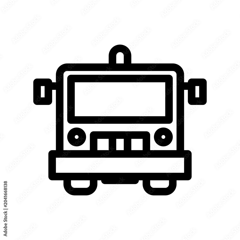 Fototapeta premium Bus Front View Line Icon for Public Transportation and Travel