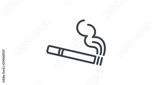 Quadro su tela Smoking cigarette with smoke rising in minimalist line art style.