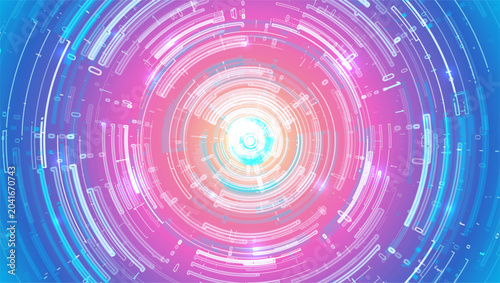 Abstract big data visualization. Light circles with sparks. Graphic concept for design