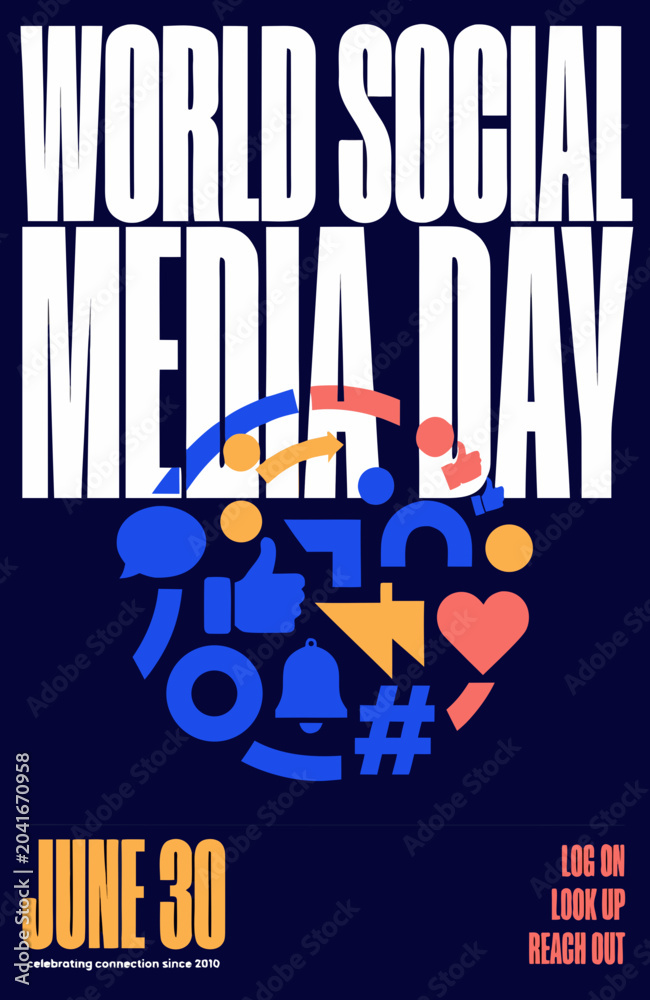 Obraz premium World Social Media Day poster with icons
