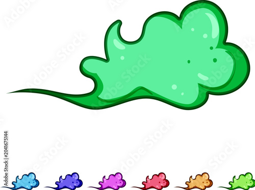 Obraz na plátne Green cartoon cloud producing a trail of smoke, representing a noxious emission,