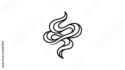 Fotografi Stylized illustration of a coiled snake in black outline.