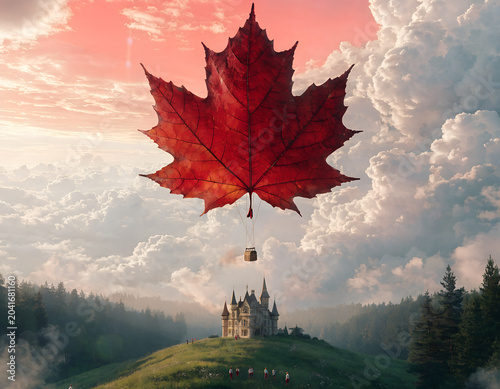 Person waving canadian flag in a field with dramatic sky
