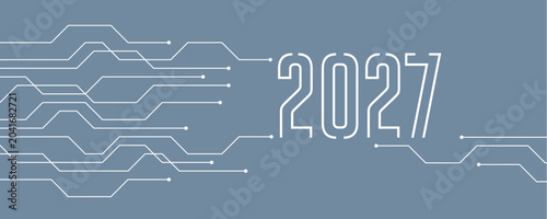 technology banner 2027 circuit board electronics digital vector illustration