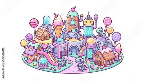 Cuadro en lienzo Whimsical Candy Land Fantasy Castle with Sweets and Treats.