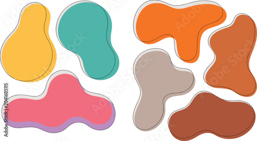 Colorful Organic Blob Shapes Collection with Abstract Fluid Forms for Modern Graphic Design and Creative Backgrounds
