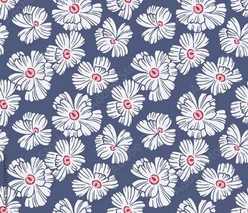 Japanese Overlap Tropical Flower Vector Seamless Pattern