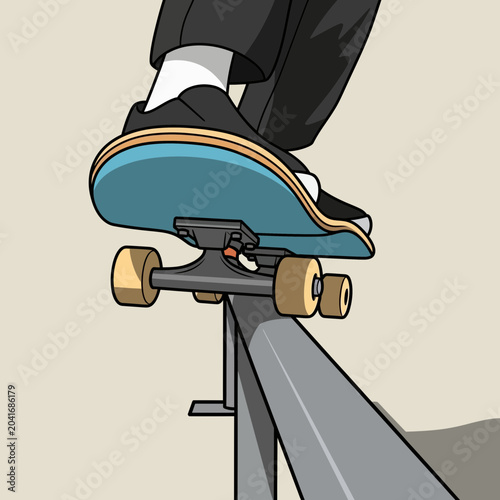 Person wearing shoes on skateboard.
