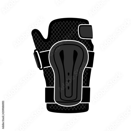 Black protective sports knee brace.