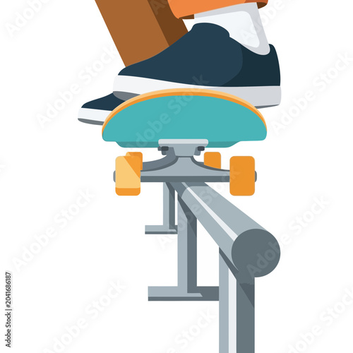 Person wearing shoes on skateboard rail.