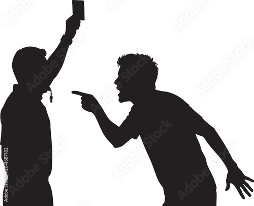 Canvastavla Soccer Referee Showing Red Card to Angry Football Player Silhouette Illustration