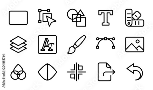 Fotografía Graphic Design Icons Set, Vector Tools for Editing, Drawing, and Layout, Creativ