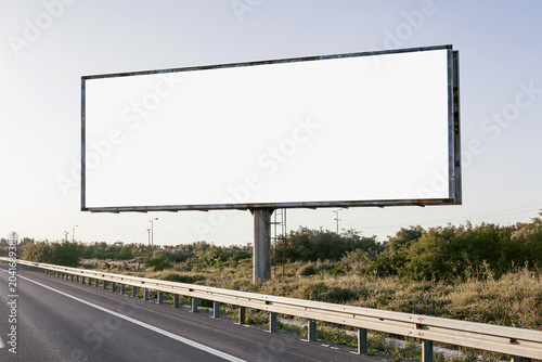 Blank White Billboard Beside Highway
