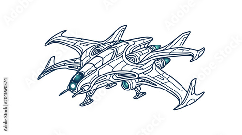 Photography Futuristic alien spaceship design with intricate details.