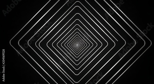 Abstract Silver Diamond Lines Converging on Black Geometric Background