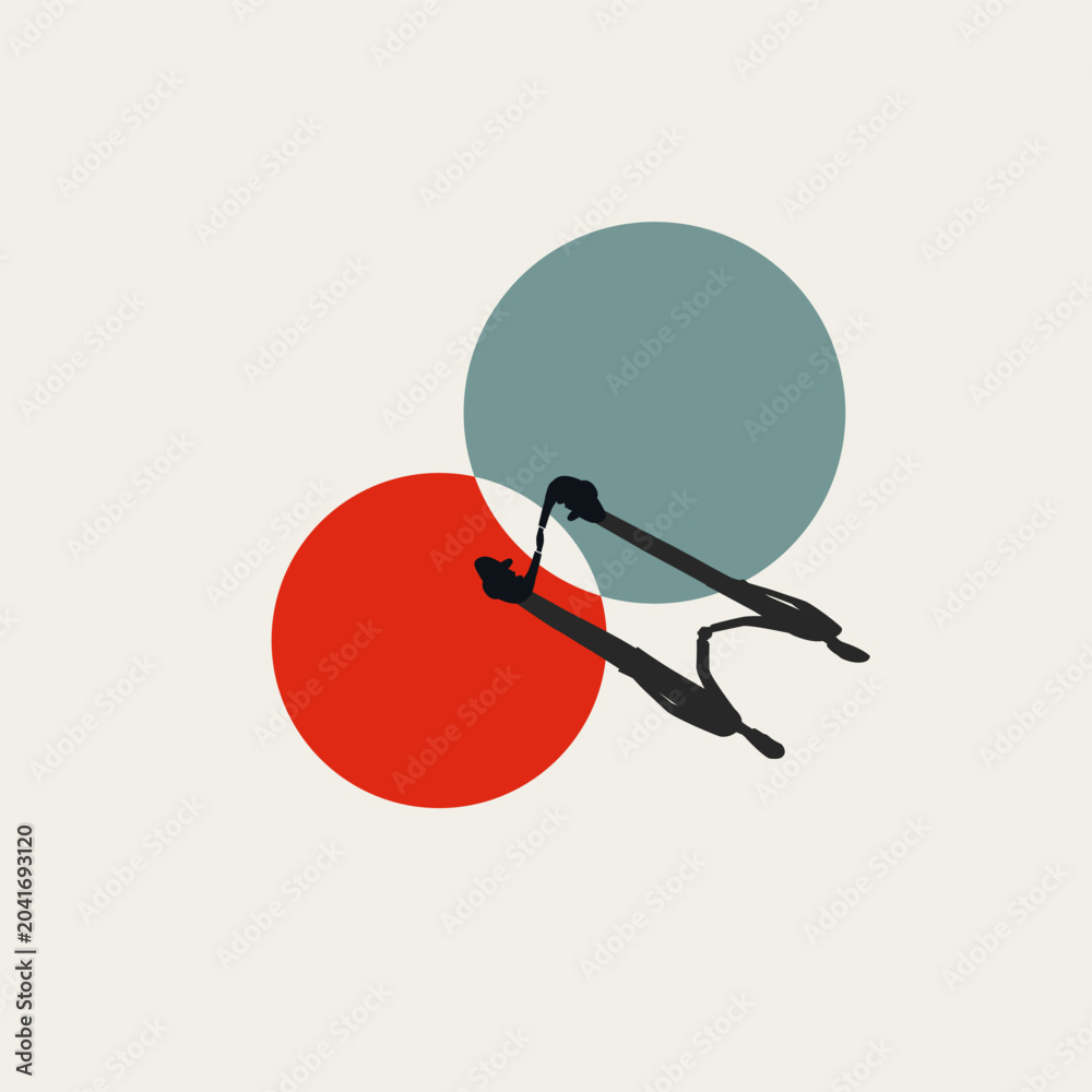 Fototapeta premium Business merger vector concept. Symbol of corporate partnership, financial deal, strategic negotiation, team collaboration and agreement. Minimal design eps10 illustration.