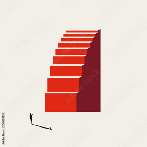 Corporate career ambition vector concept. Symbol of difficult challenge, hard work, professional growth, steep corporate ladder. Minimal design eps10 illustration.
