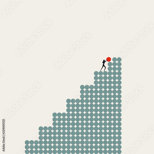 Business career growth vector concept. Symbol of professional achievement, building success, career ladder corporate strategy . Minimal design eps10 illustration.
