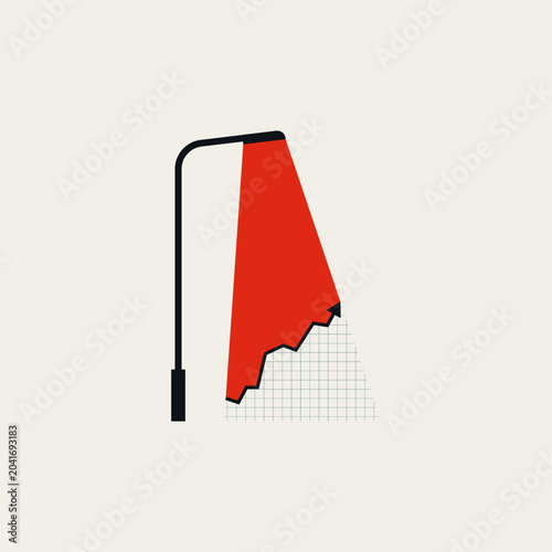 Corporate financial investment growth vector concept. Symbol of market search, profit challenge, stock graph chart and economic strategy. Minimal design eps10 illustration.