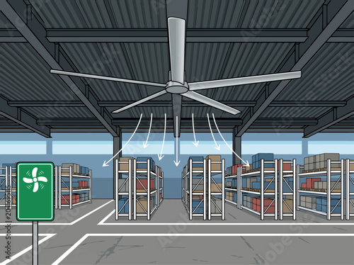 Tableau sur toile Industrial warehouse with active air circulation