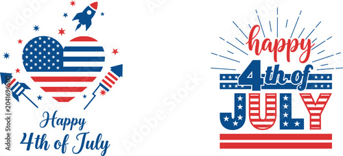 Happy 4th of july and independence day celebration graphics