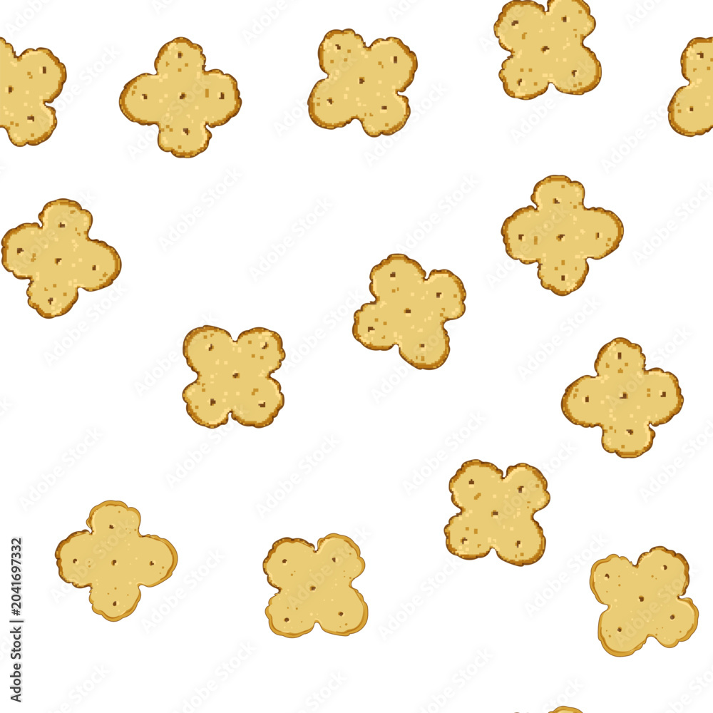 Fototapeta premium pattern closeup cracker biscuit cartoon. cheese brown, yellow baked, dry square closeup cracker biscuit sign vector