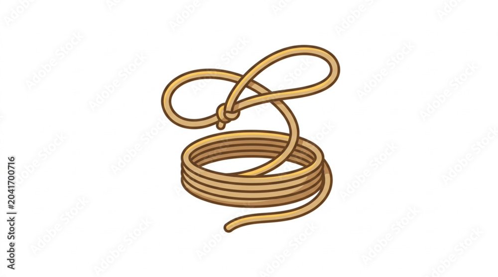 Naklejka premium Coiled Lasso Rope Isolated on White Background.