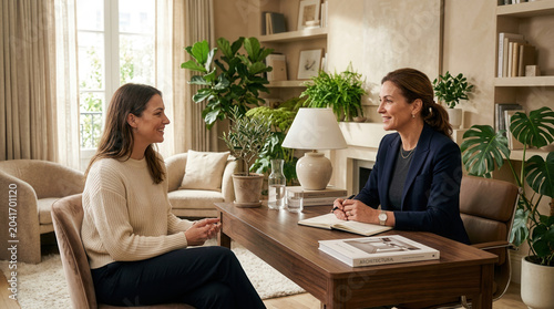 Therapist Consulting Patient In Peaceful And Cozy Office Environment During Session