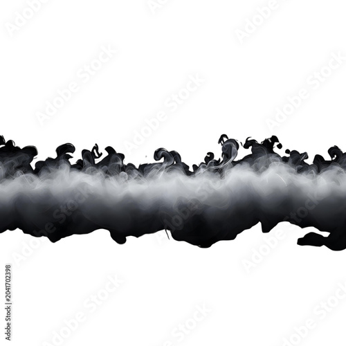 A panoramic, low-angle shot of a dark, smoky atmosphere. The bottom of the frame is filled with a thick