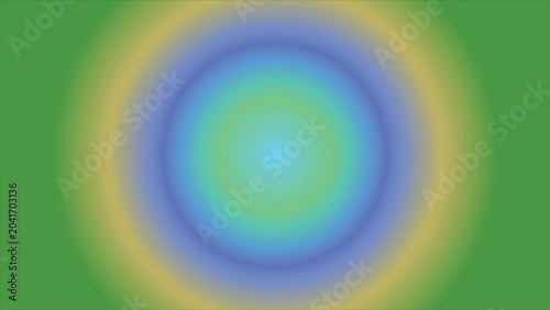 Radial gradient features concentric circles of green, blue, and yellow that radiate from a central light point to create a vibrant and energetic atmosphere for various modern creative design works.