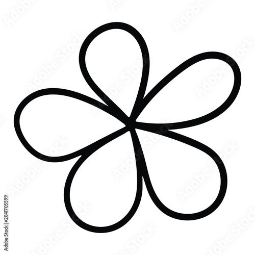 Minimalist linear drawing of a simple five-petal flower in doodle style.