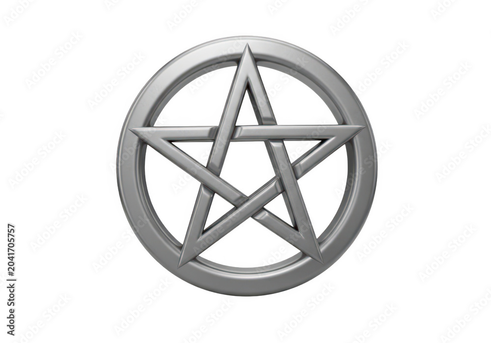 Obraz premium A silver pentagram symbol with five points