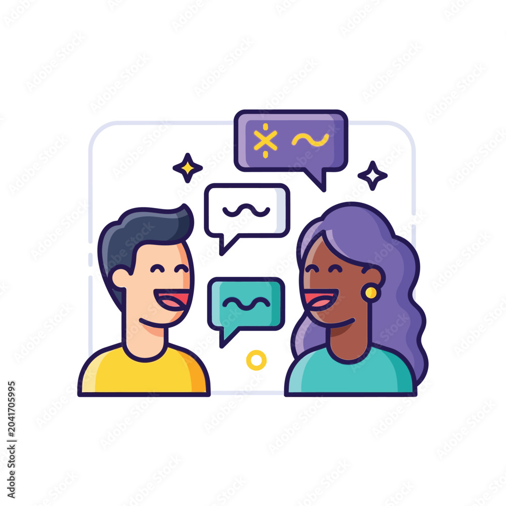 Fototapeta premium Two people talking to each other.