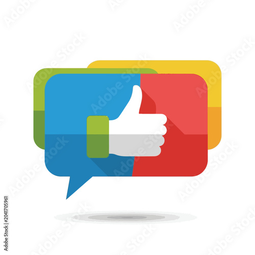 Colorful thumbs up hand icon.