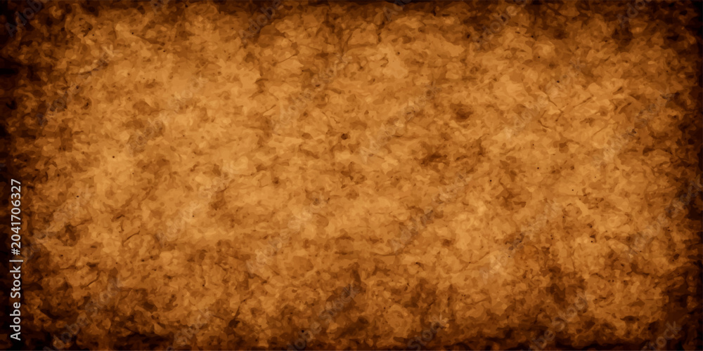 Naklejka premium A blank vintage parchment sheet with a dirty stained texture and an ancient brown grunge pattern, perfect as an aged retro backdrop or old paper background