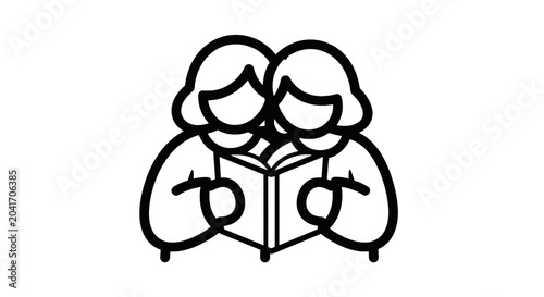 Photos Two people reading a book together in unison