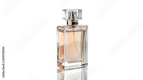 Tall rectangular crystal glass perfume fragrance spray bottle mockup isolated on transparent background