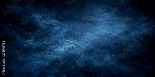 Bilde på lerret An abstract dark blue smoke backdrop with a moving mist texture resembles a stor