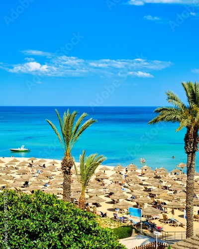 Fotografía Hammamet, Tunisia - MAY 16, 2025: Beach of Hammamet, the first tourist destination in Tunisia