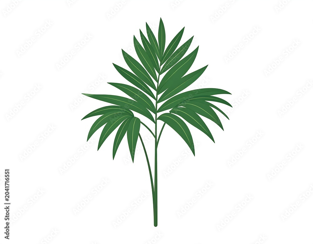 Fototapeta premium Green Tropical Palm Leaf Isolated on White Background