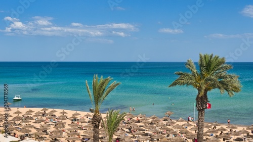 Tableau sur toile Hammamet, Tunisia - MAY 16, 2025: Beach of Hammamet, the first tourist destination in Tunisia
