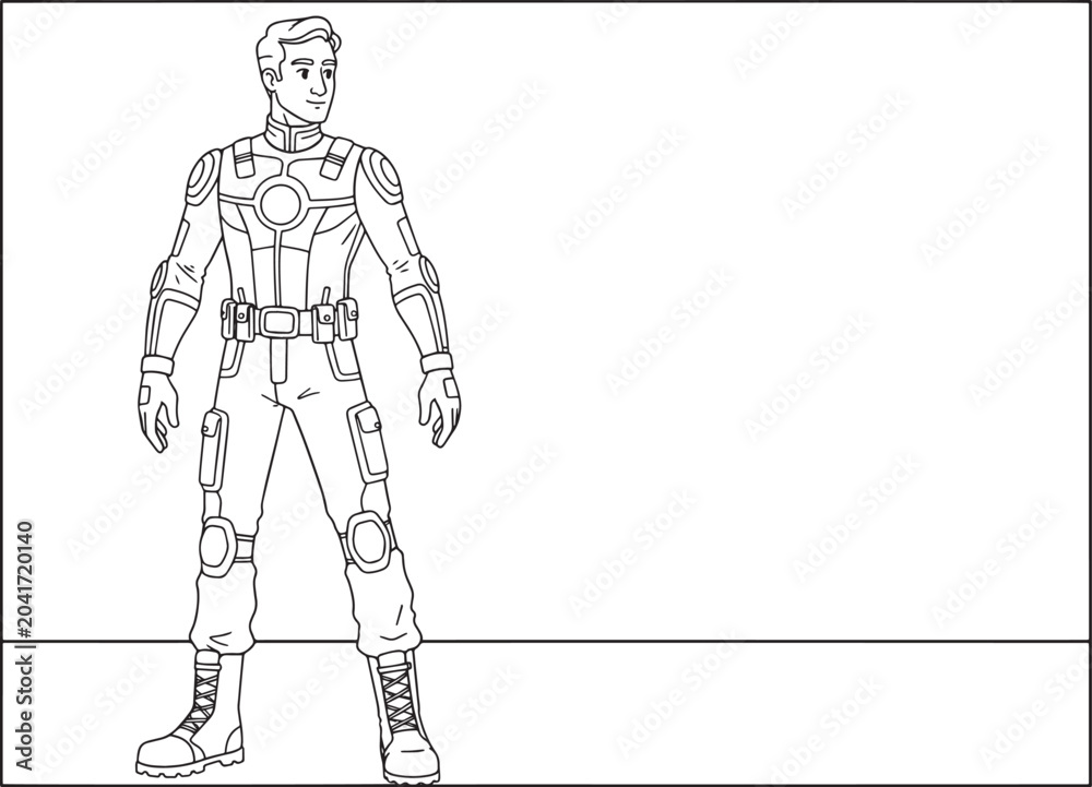 Obraz premium A determined superhero stands ready, a symbol of courage and strength.