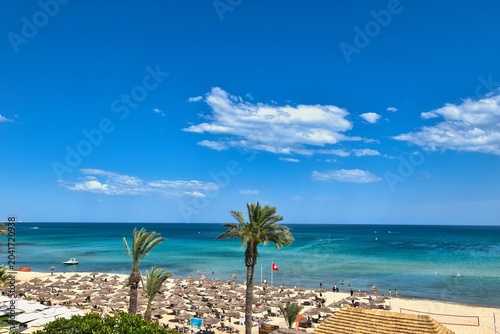 Bilde på lerret Hammamet, Tunisia - MAY 16, 2025: Beach of Hammamet, the first tourist destination in Tunisia