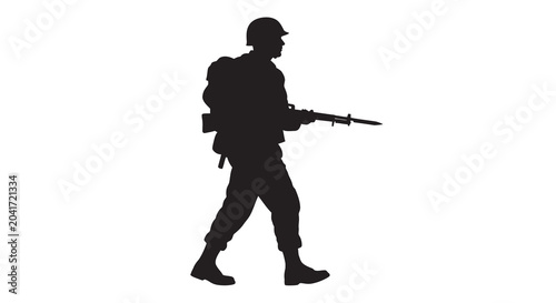 Quadro em tela soldier silhouette walking with rifle military troop