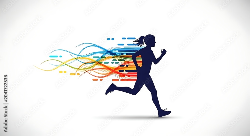 Fototapeta premium Athlete sprinting with vibrant energy trails in dynamic motion illustration