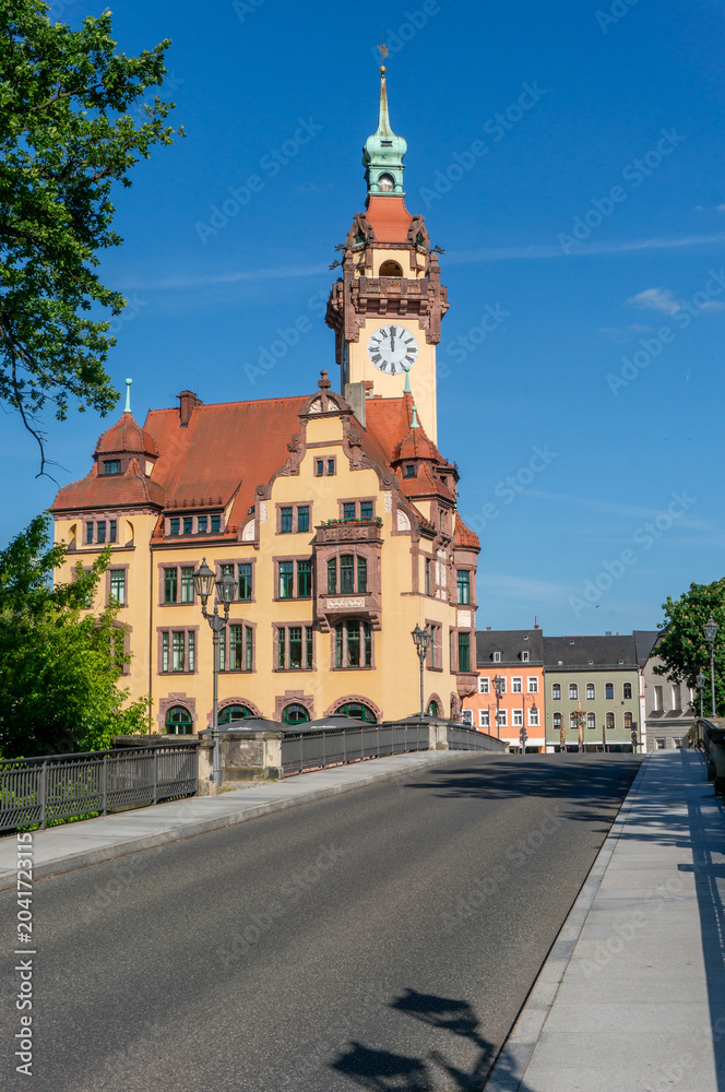 Fototapeta premium Old Town Hall of Waldheim with historic architecture in Saxony, Germany