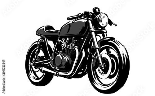 Foto Custom cafe racer motorcycle illustration for apparel print and graphic design