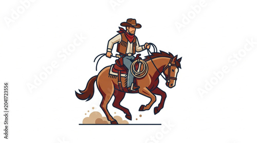 Tableau sur toile Cowboy Riding Horse Western Style.