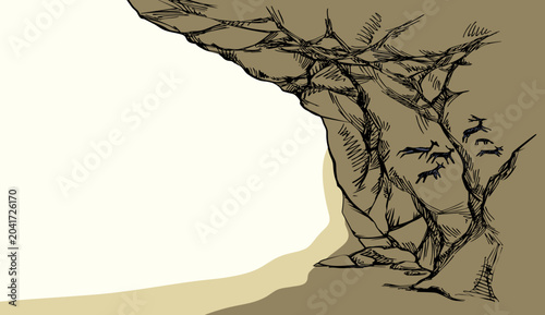 Tableau sur toile Primitive rock painting. Vector drawing
